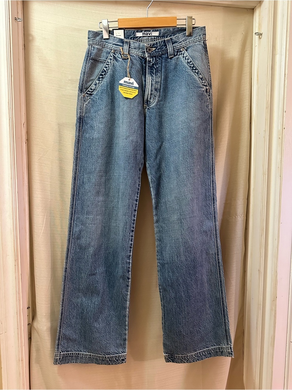 Mavi Roy Utility Wide Leg Carpenter Jeans Y2K Light Wash Denim 28x34 Tall